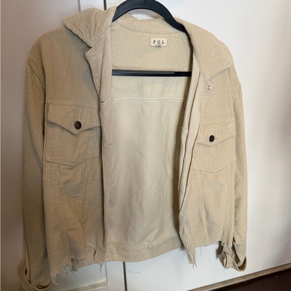 Light Beige Corduroy Shirt Jacket